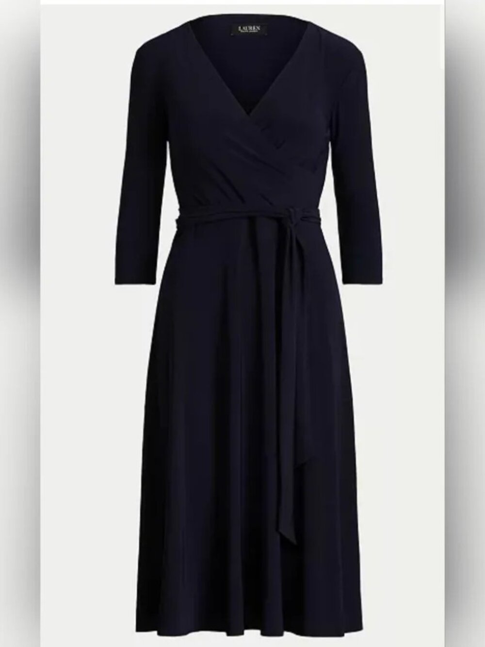 NWT LAUREN RALPH LAUREN Surplice Jersey Dress in Lighthouse Navy Size 8